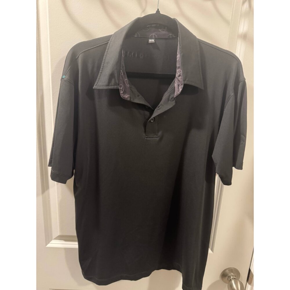 Mercedes-Benz Polo Shirt Men's M Black Collared Short Sleeve Logo Trim Button Up
